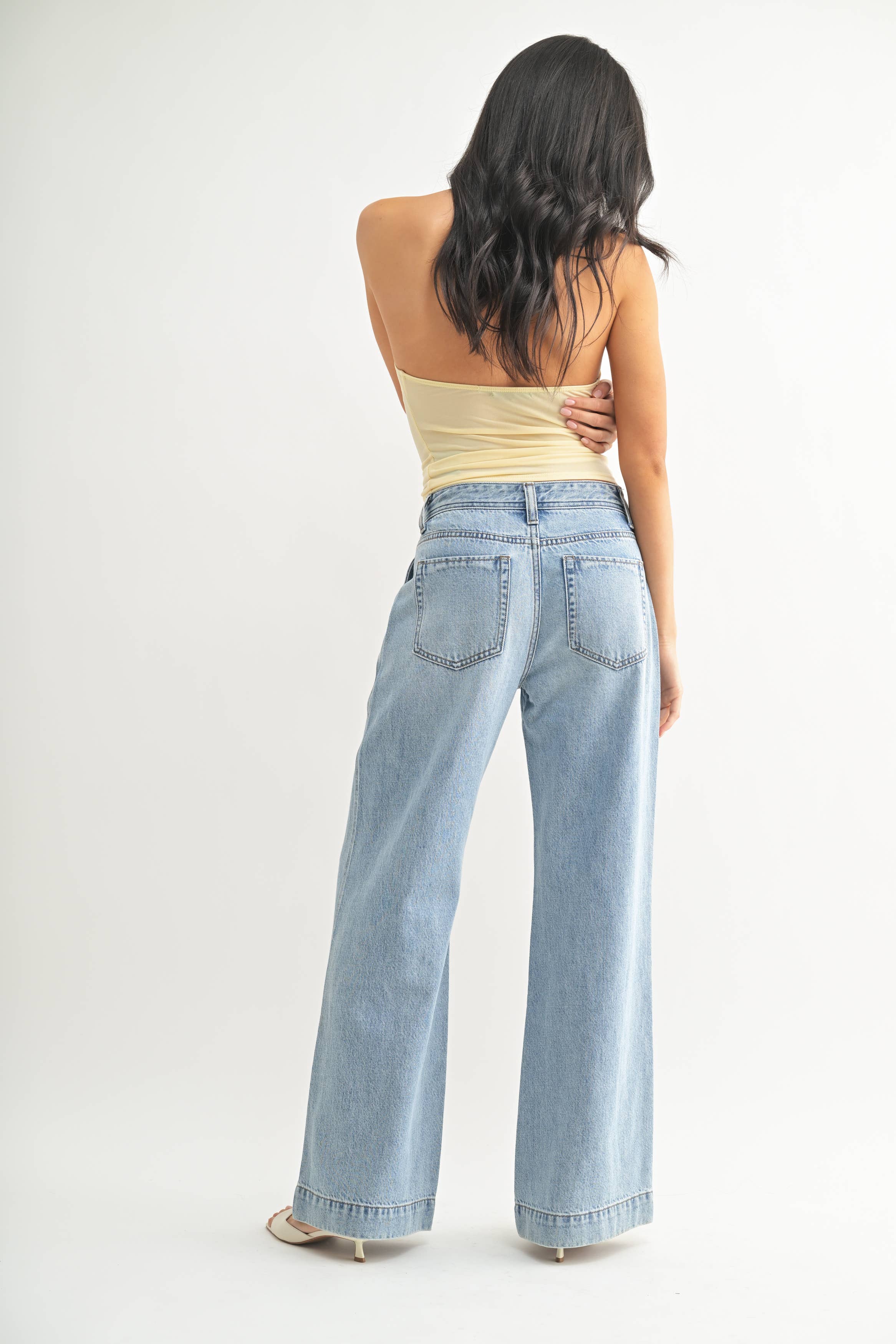 Lightweight Drapey Relaxed Trouser in Light Denim
