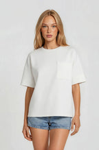 Crew Neck Short Sleeve Pocketed Scuba Top