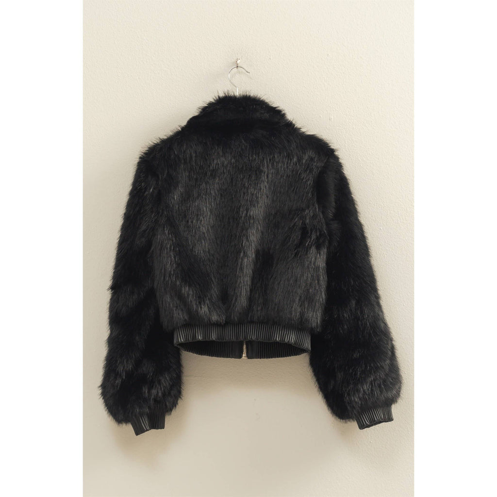 Faux Fur Plush Zippered Jacket