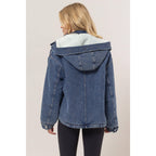 Denim Sherpa Hooded Jacket