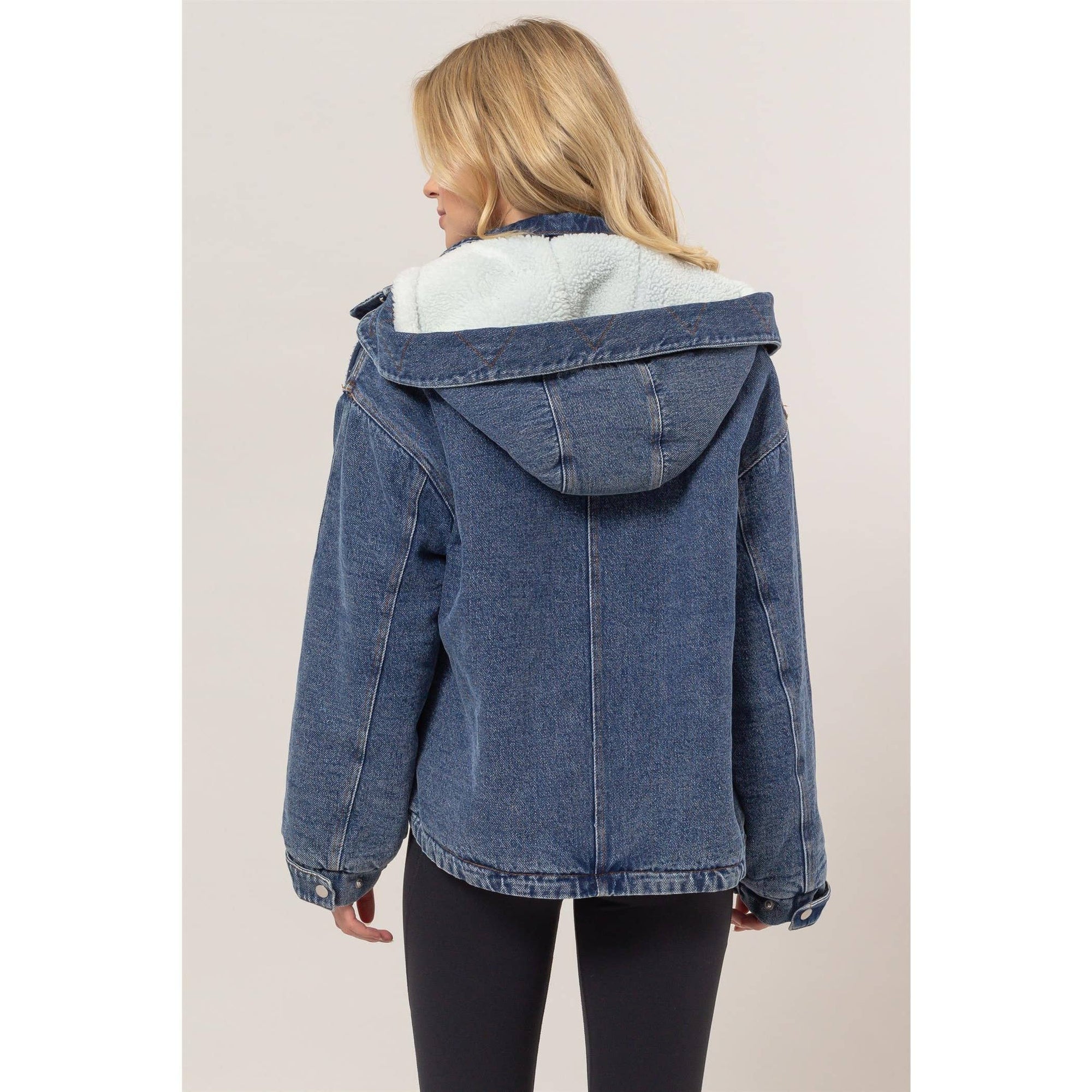 Denim Sherpa Hooded Jacket