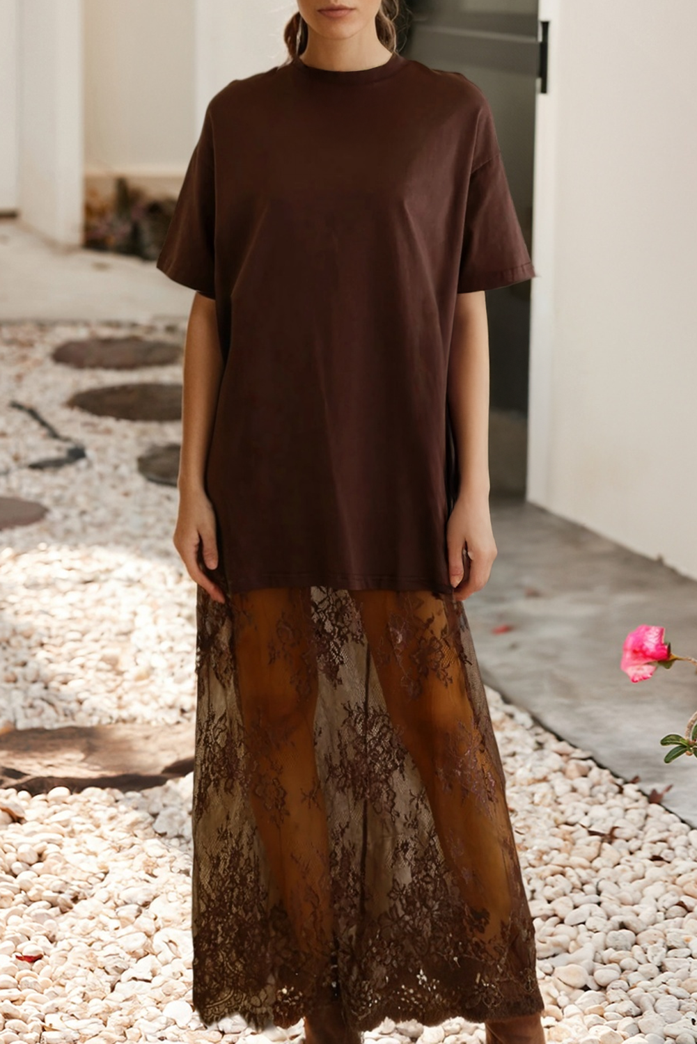 Short Sleeve Lace Dress ( two colors available)