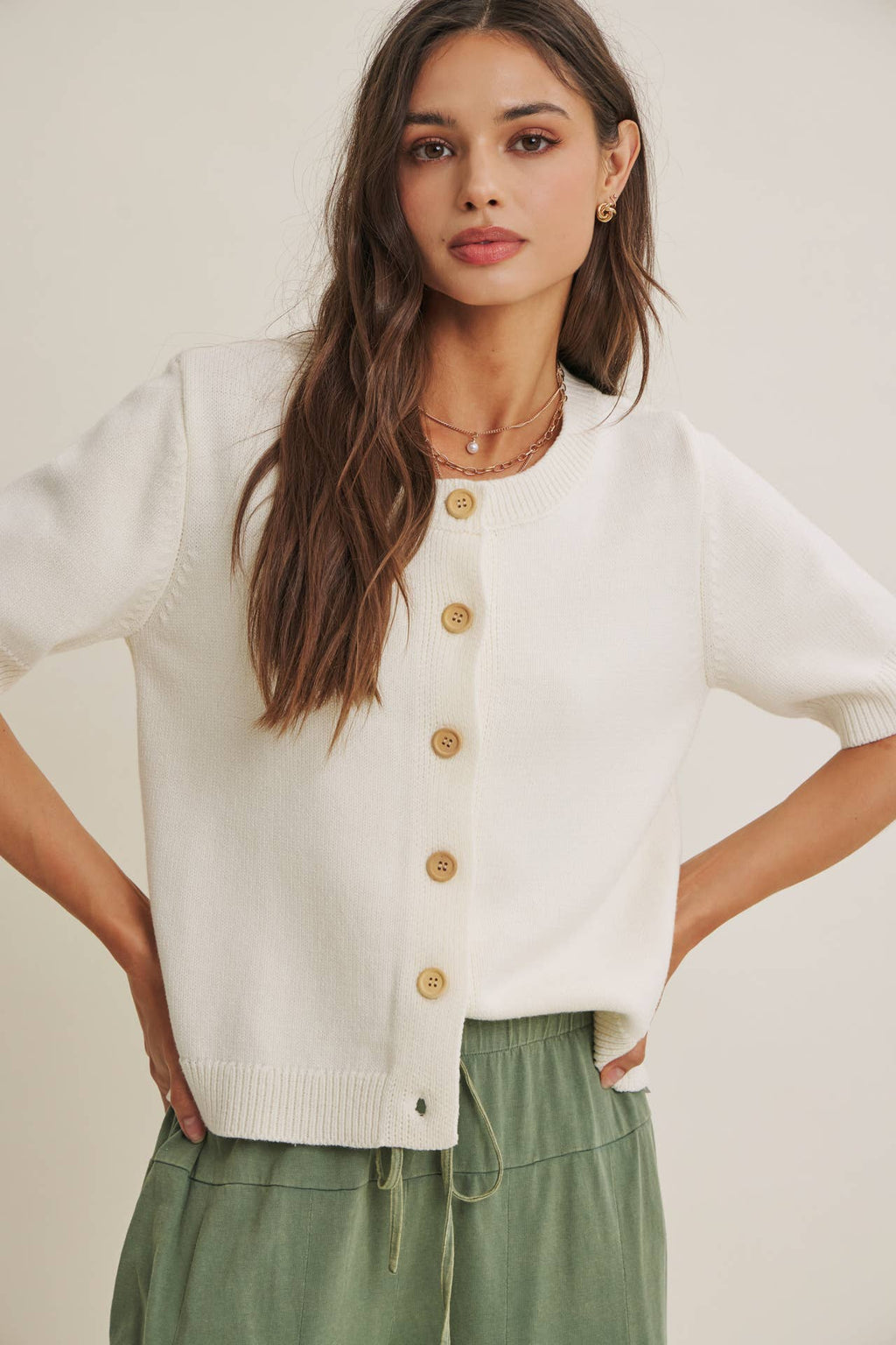 Weekend Coffee Cotton Cardigan – Ivory