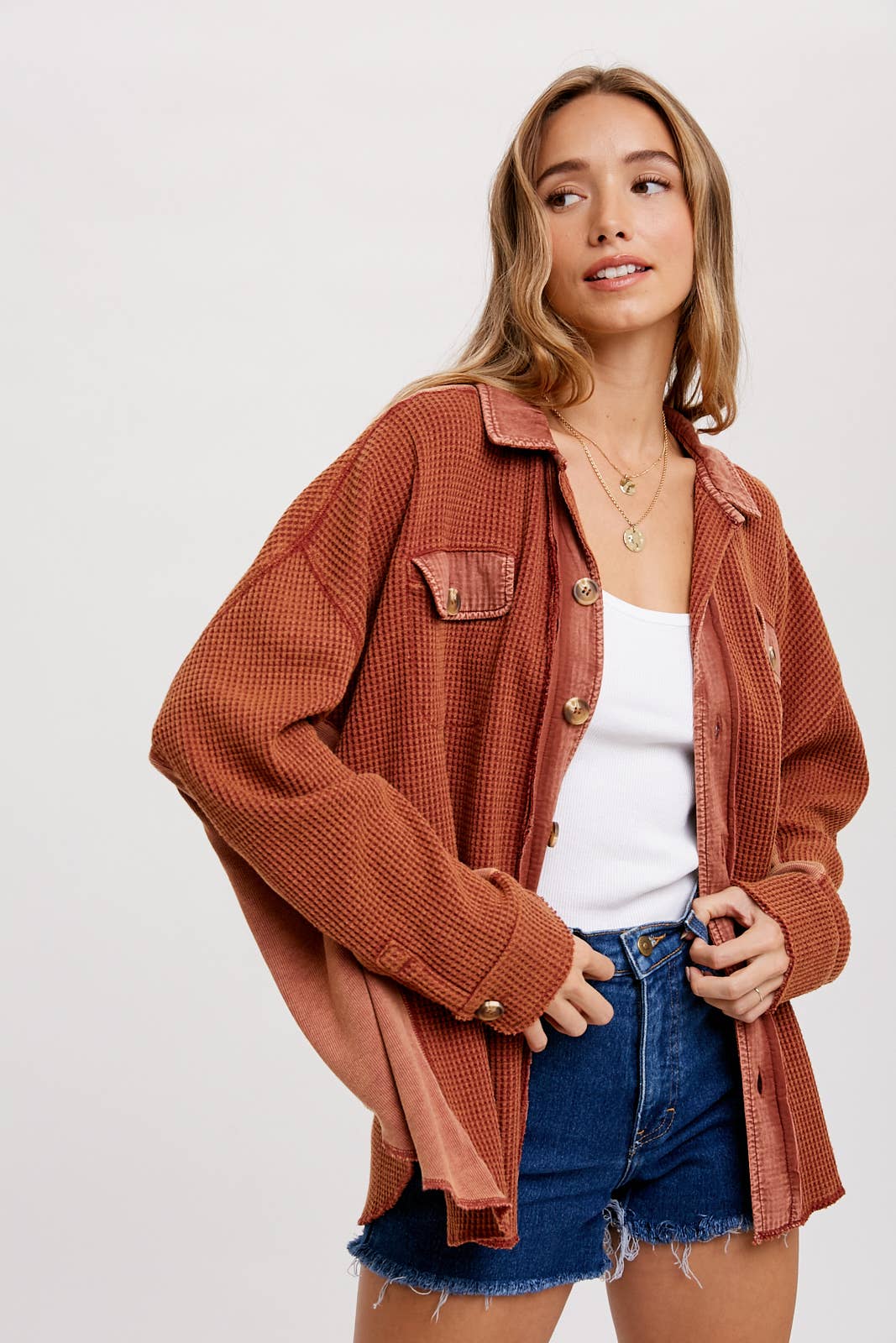 SLOUCHY WAFFLE KNIT JACKET