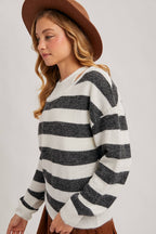 INNER TANK TOP FUZZY STRIPED KNIT SWEATER