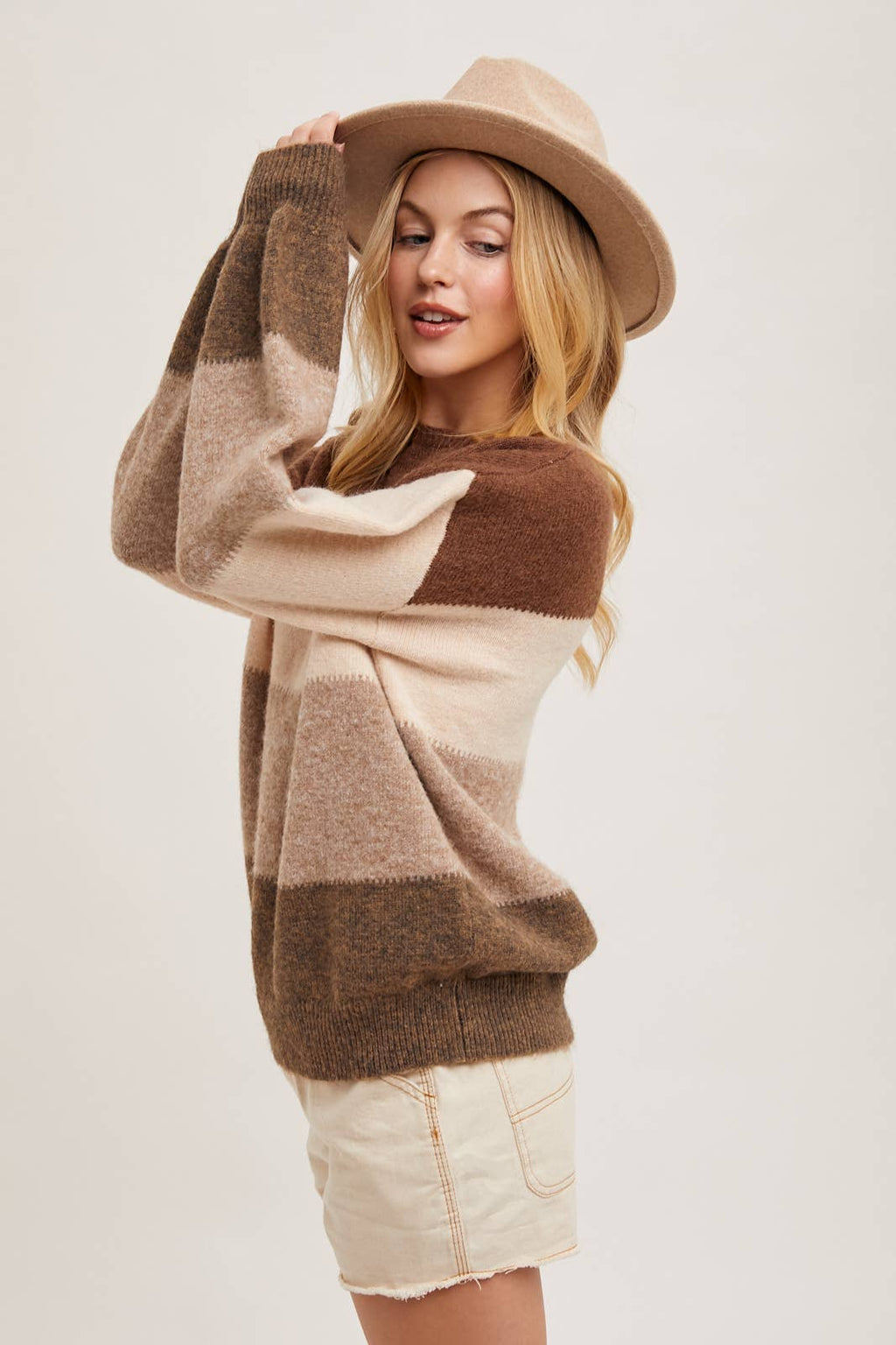 COLOR BLOCK KNIT SWEATER PULLOVER
