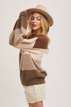 COLOR BLOCK KNIT SWEATER PULLOVER