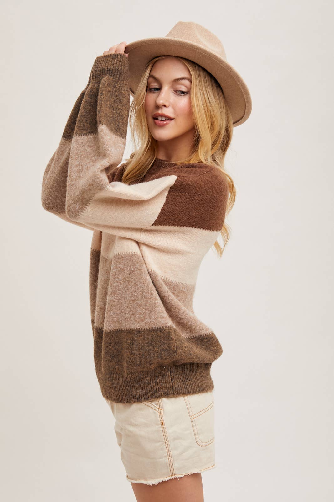 COLOR BLOCK KNIT SWEATER PULLOVER