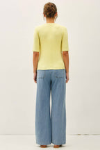 Knit Denim Wide Leg Pull-On Pants
