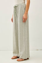 Striped Linen Wide Leg Pants – 29" Inseam - multiple colors available