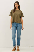 COTTON JERSEY OVERSIZED CROP T-SHIRTS (multiple colors available)