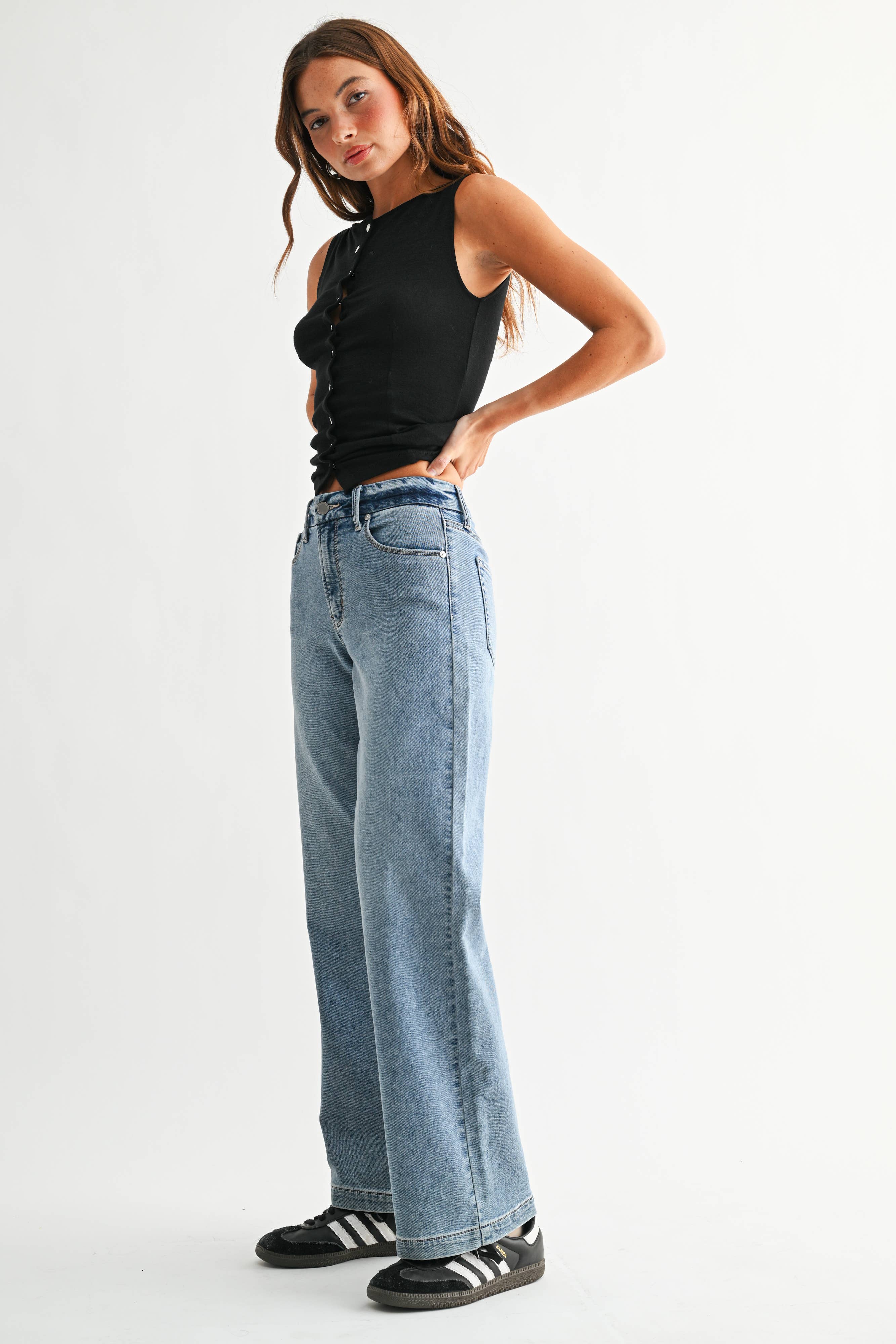 Slim Wide Leg Sweat Jean