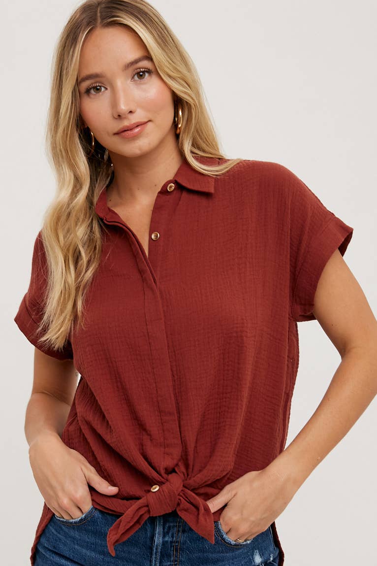 ESSENTIAL BUTTON UP COTTON SHIRT ( color options)