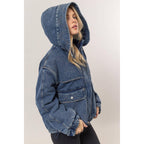 Denim Sherpa Hooded Jacket