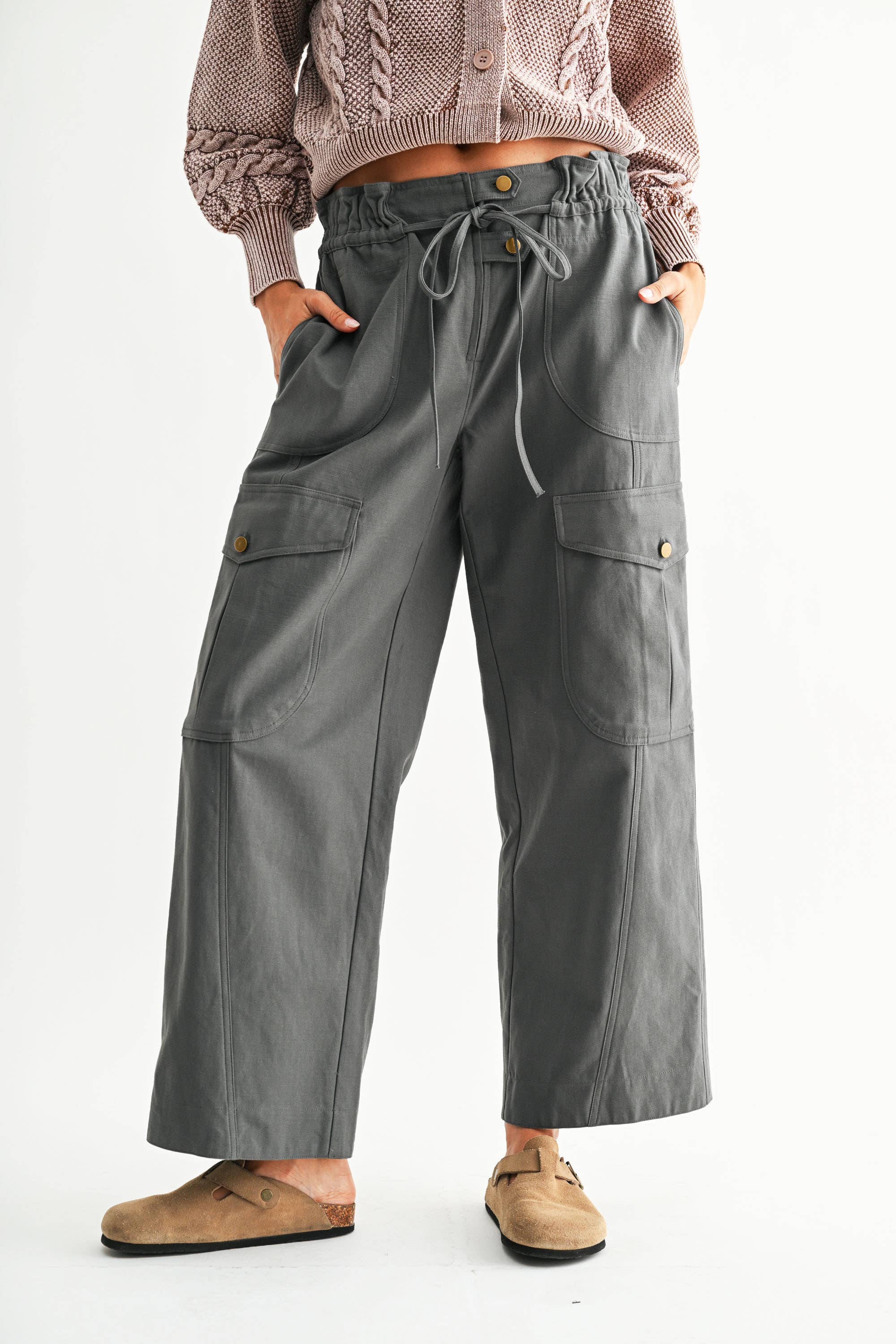 Wide-Leg Cargo Utility Trousers