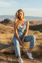 Washed Denim Overall Jumpsuit