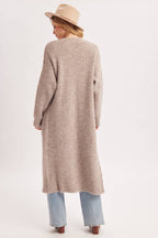 Open Front Longline Fuzzy Knit Cardigan