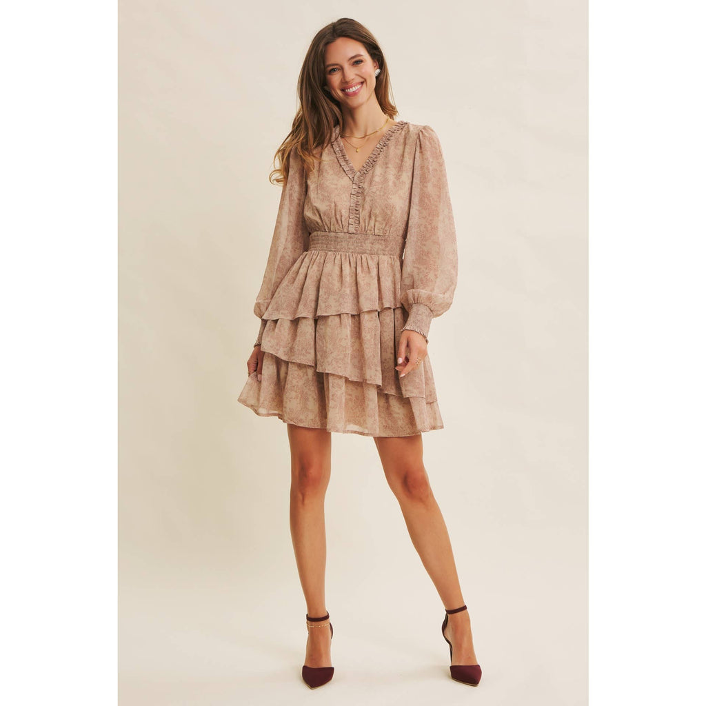 ROMANTIC IN EVERY WAY FLORAL TIERED RUFFLE MINI DRESS