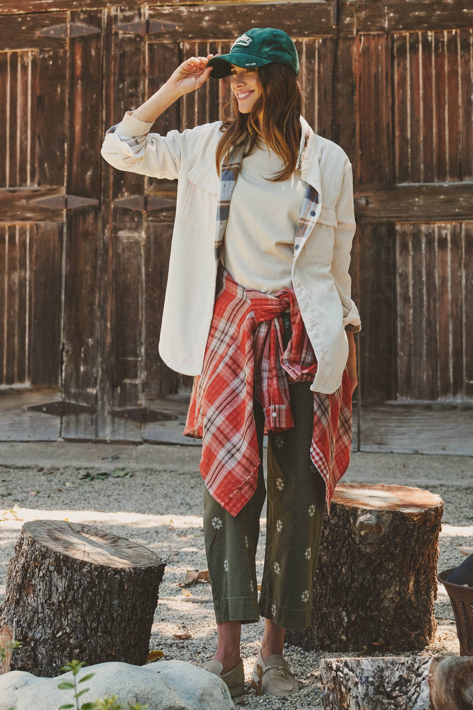 Plaid Lined Corduroy Shacket