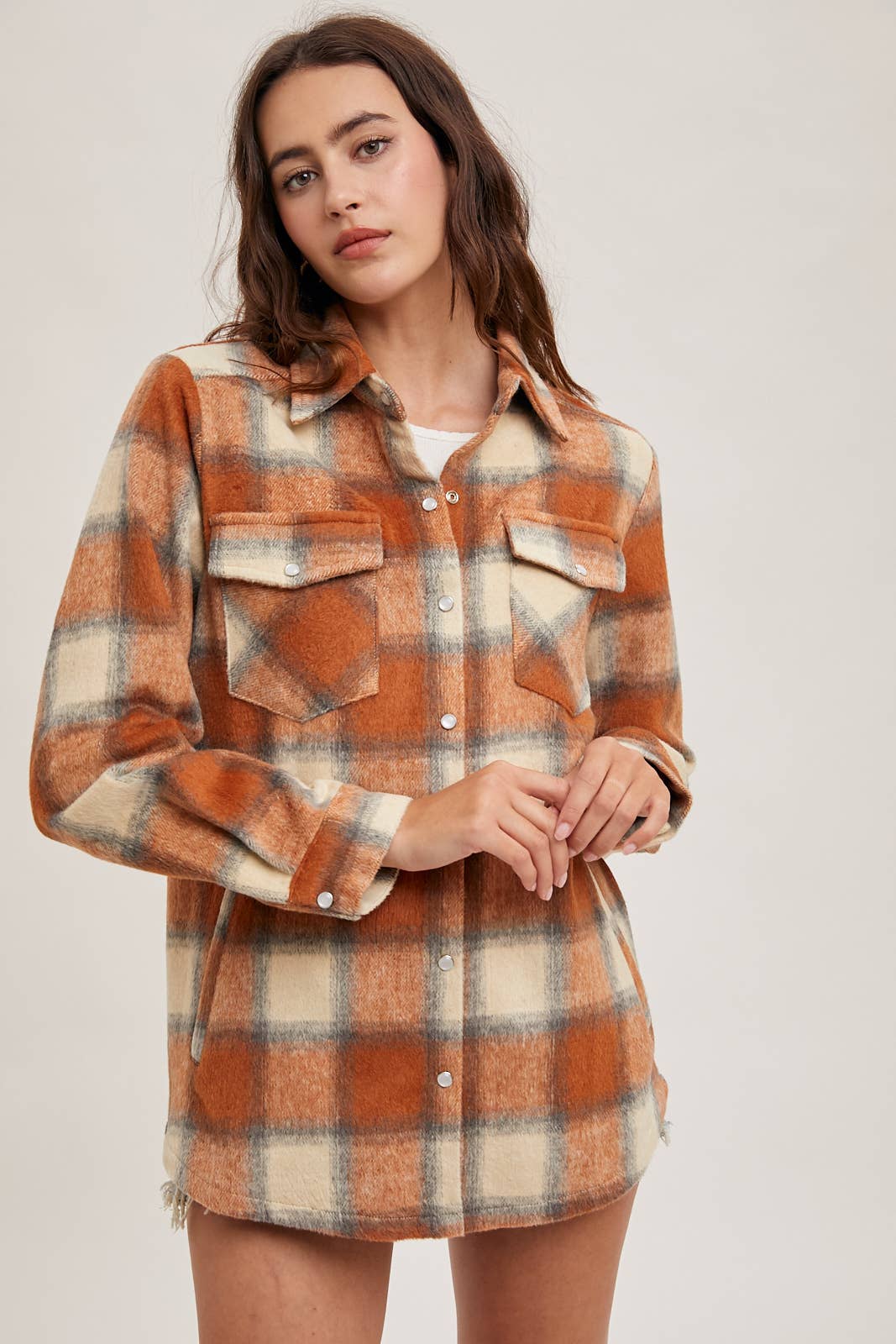 PUMPKIN FLANNEL SHACKET W/ POCKETS