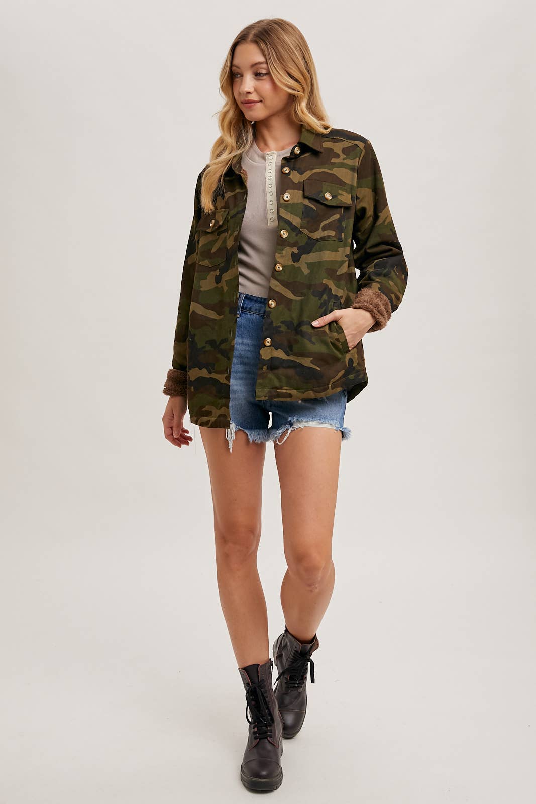 CAMO SHERPA LINED JACKET