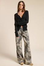 Deep V Split Hem Knit Cardigan - color options