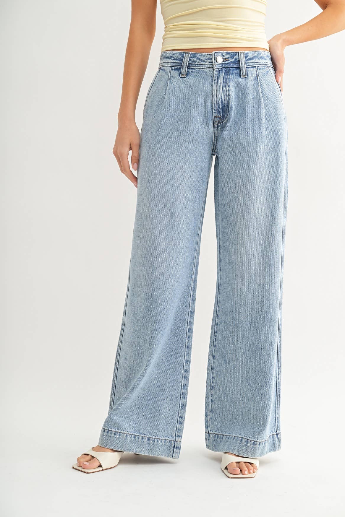 Lightweight Drapey Relaxed Trouser in Light Denim
