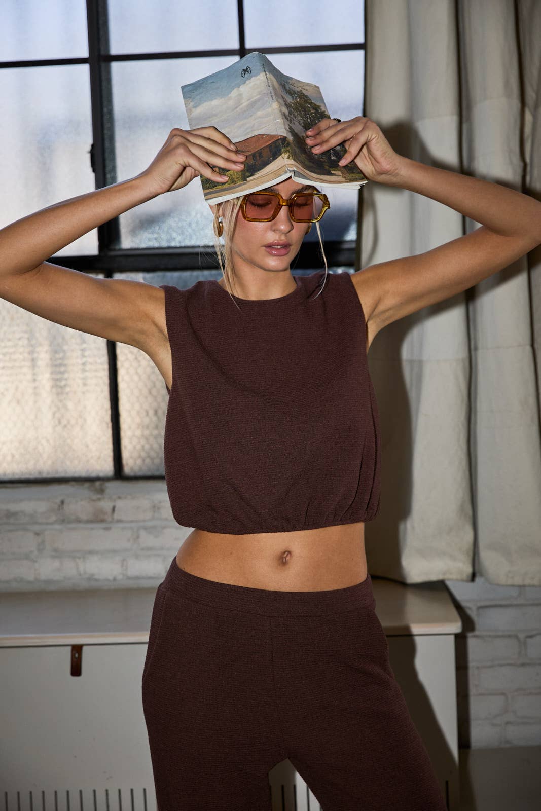 Round Neck Sleeveless Bubble Hem Top - Relaxed Tank