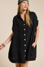 Cotton Gauze Button Down Shirt Dress