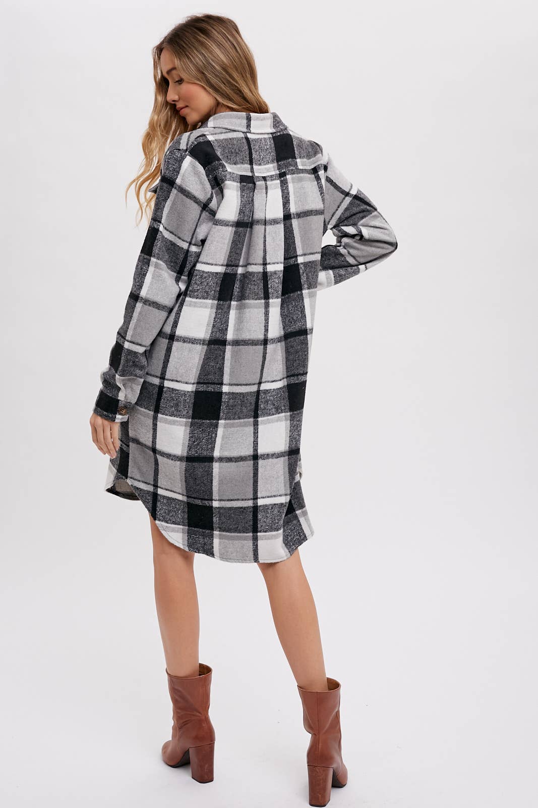 FLANNEL PLAID LONGLINE SHACKET