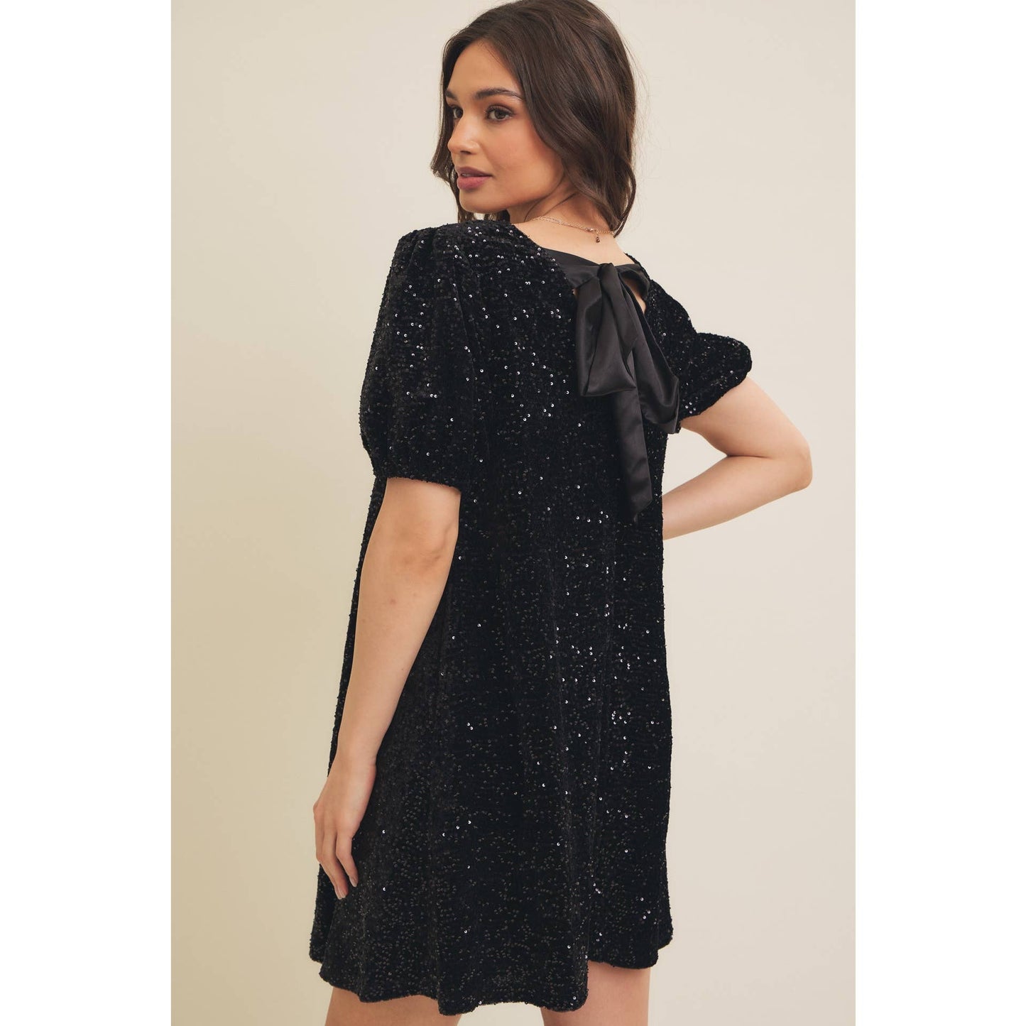 SEQUIN IN VELVET MINI DRESS [ multiple colors available ]