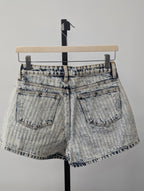 Crystal Embellished Acid Wash Shorts