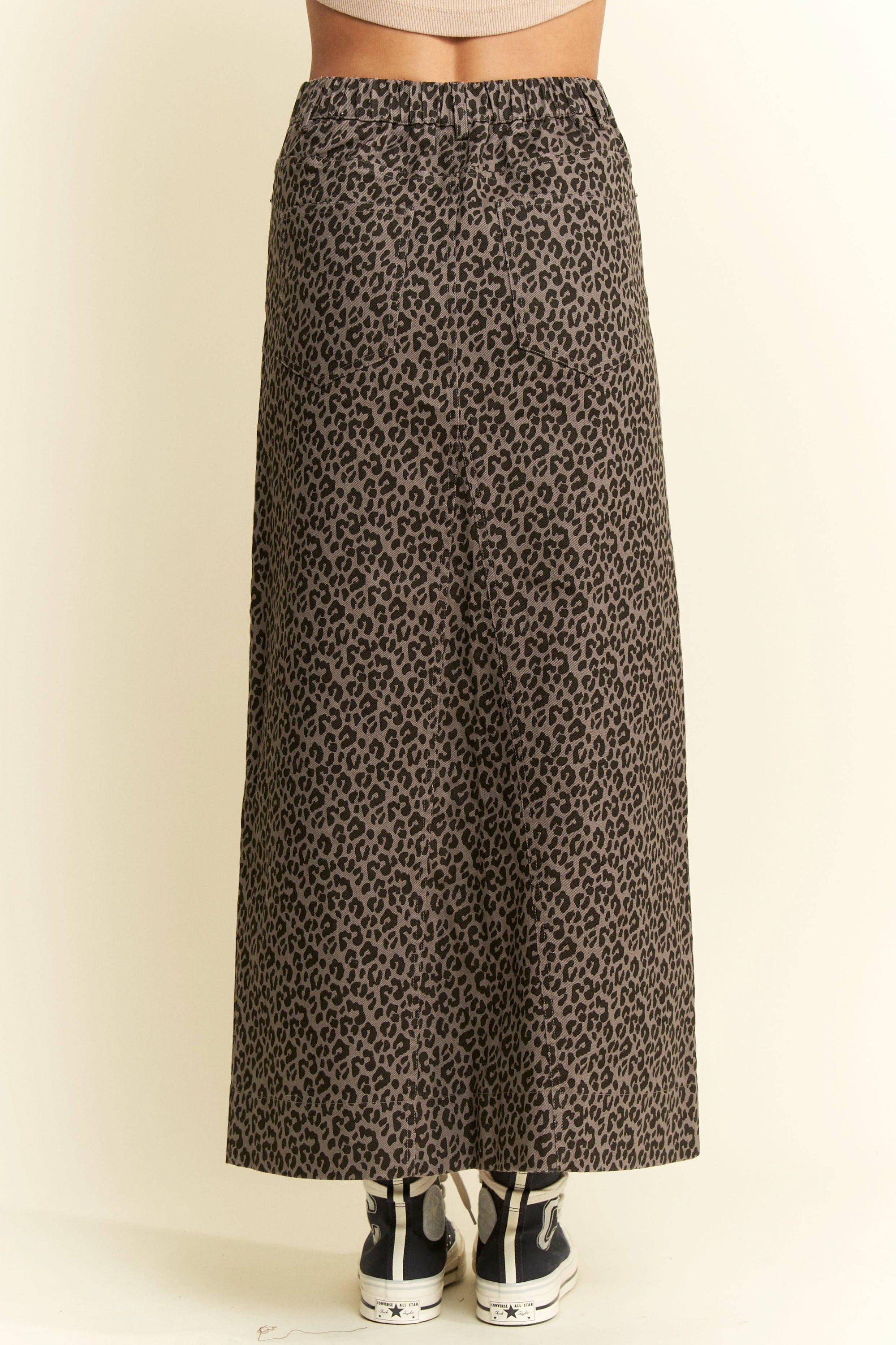 Leo Print Slit Skirt