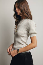 Textured Knit Puff Sleeve Top