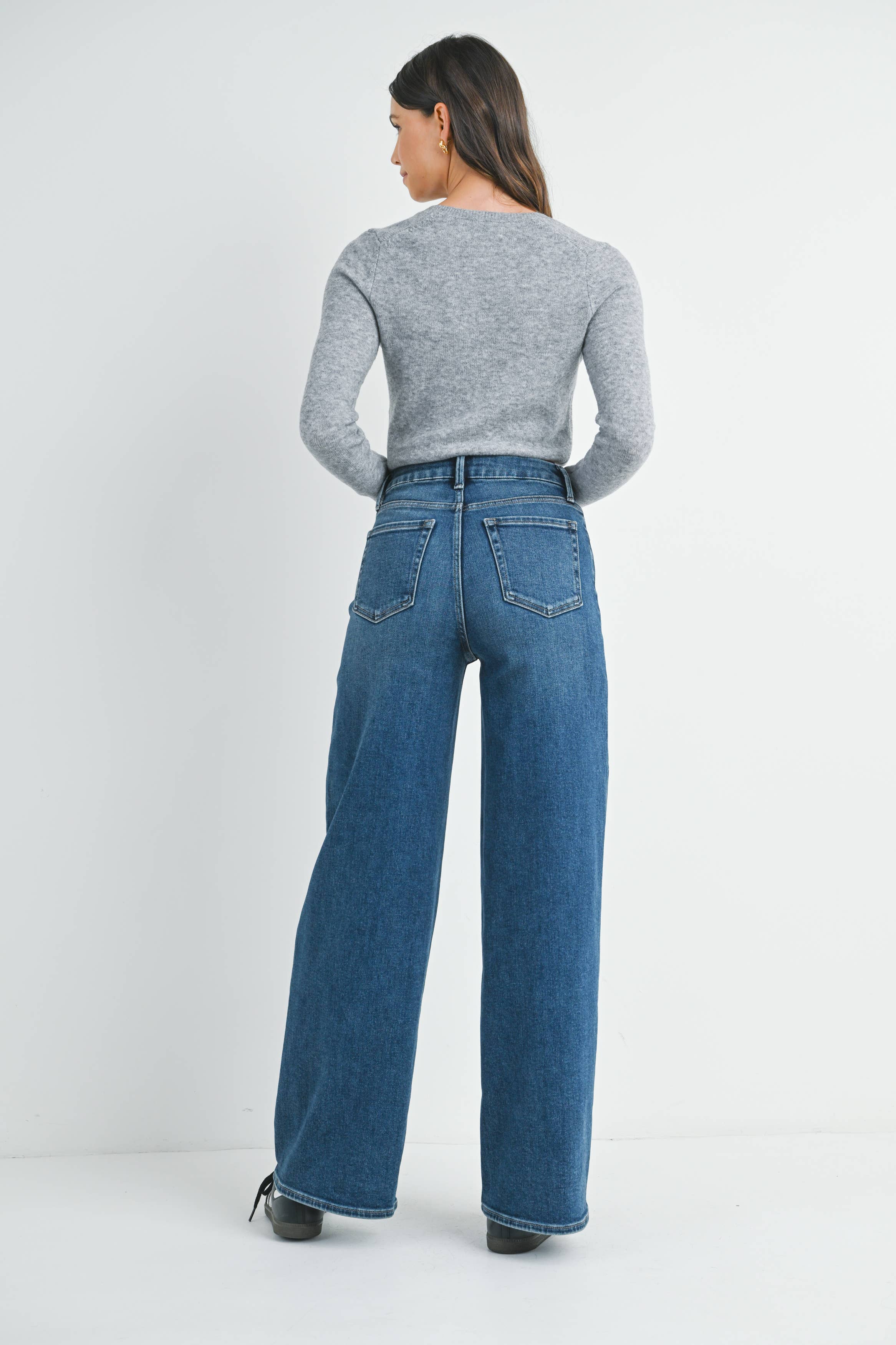 High Rise Palazzo Wide Leg Jeans