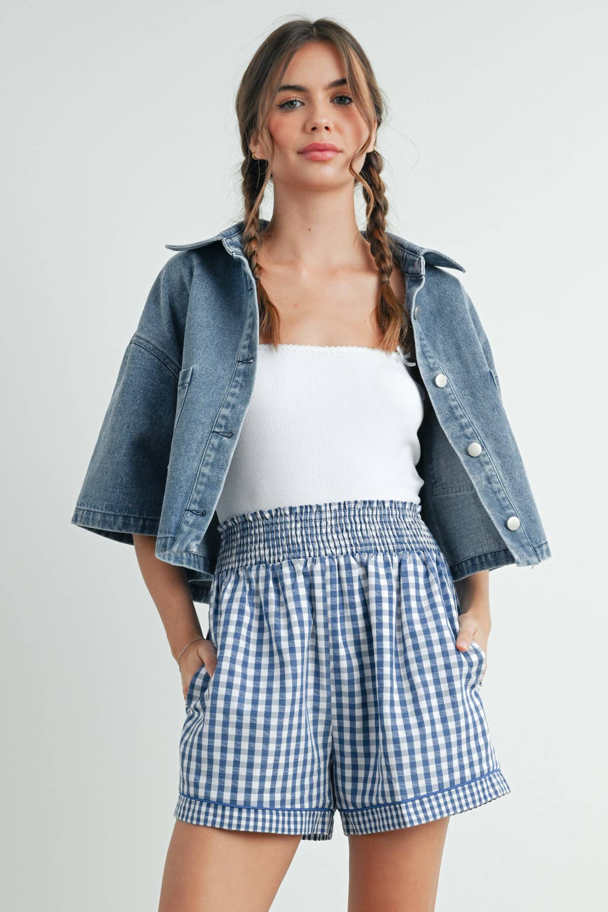 Button Front Cropped Shirt