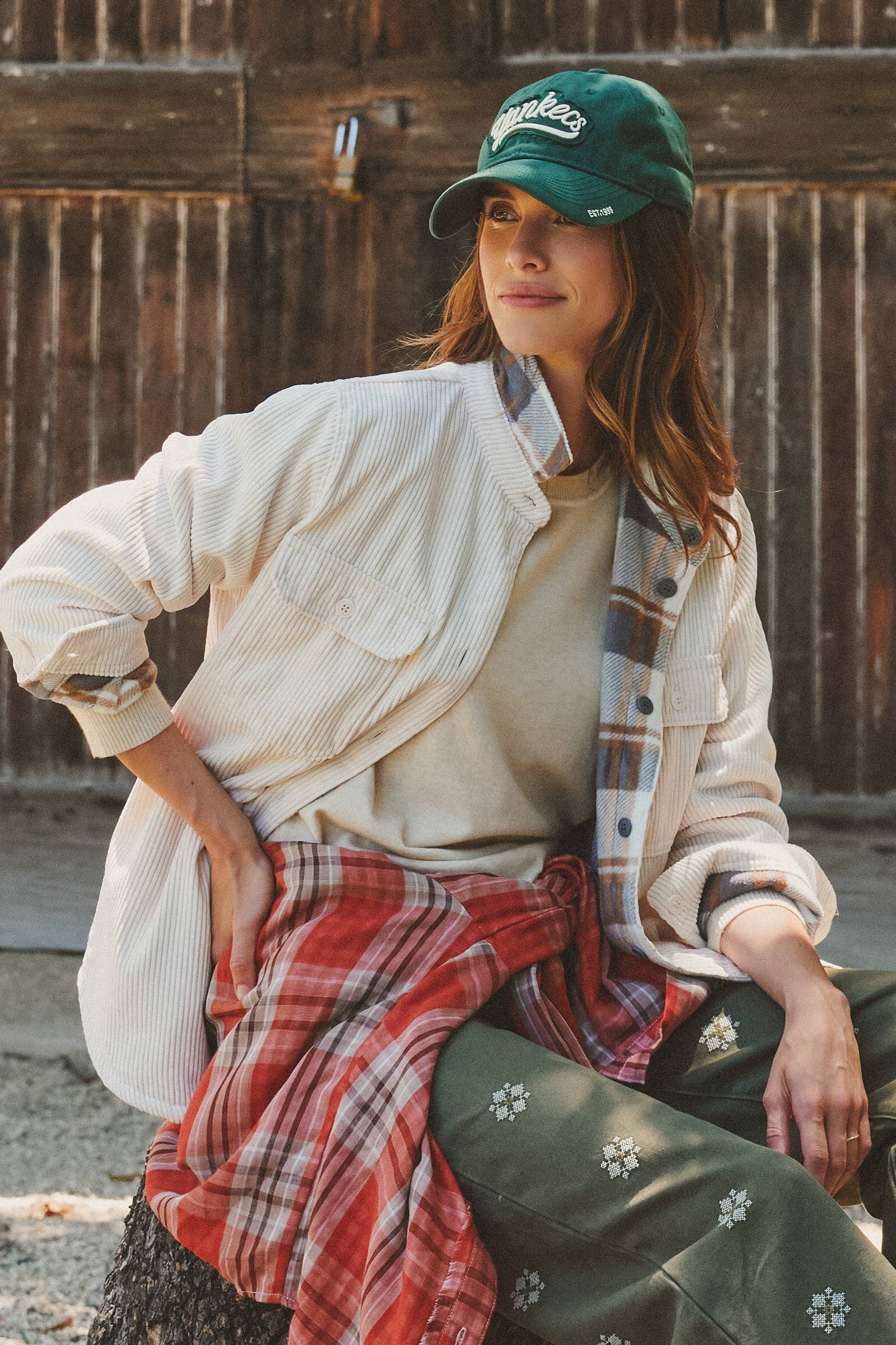 Plaid Lined Corduroy Shacket