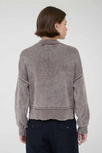 WASHED MOCK NECK PULLOVER SWEATER