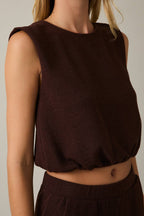 Round Neck Sleeveless Bubble Hem Top - Relaxed Tank