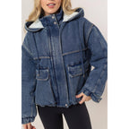 Denim Sherpa Hooded Jacket