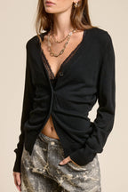 Deep V Split Hem Knit Cardigan - color options