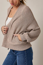 Long Sleeve Cropped Cardigan – Oatmeal