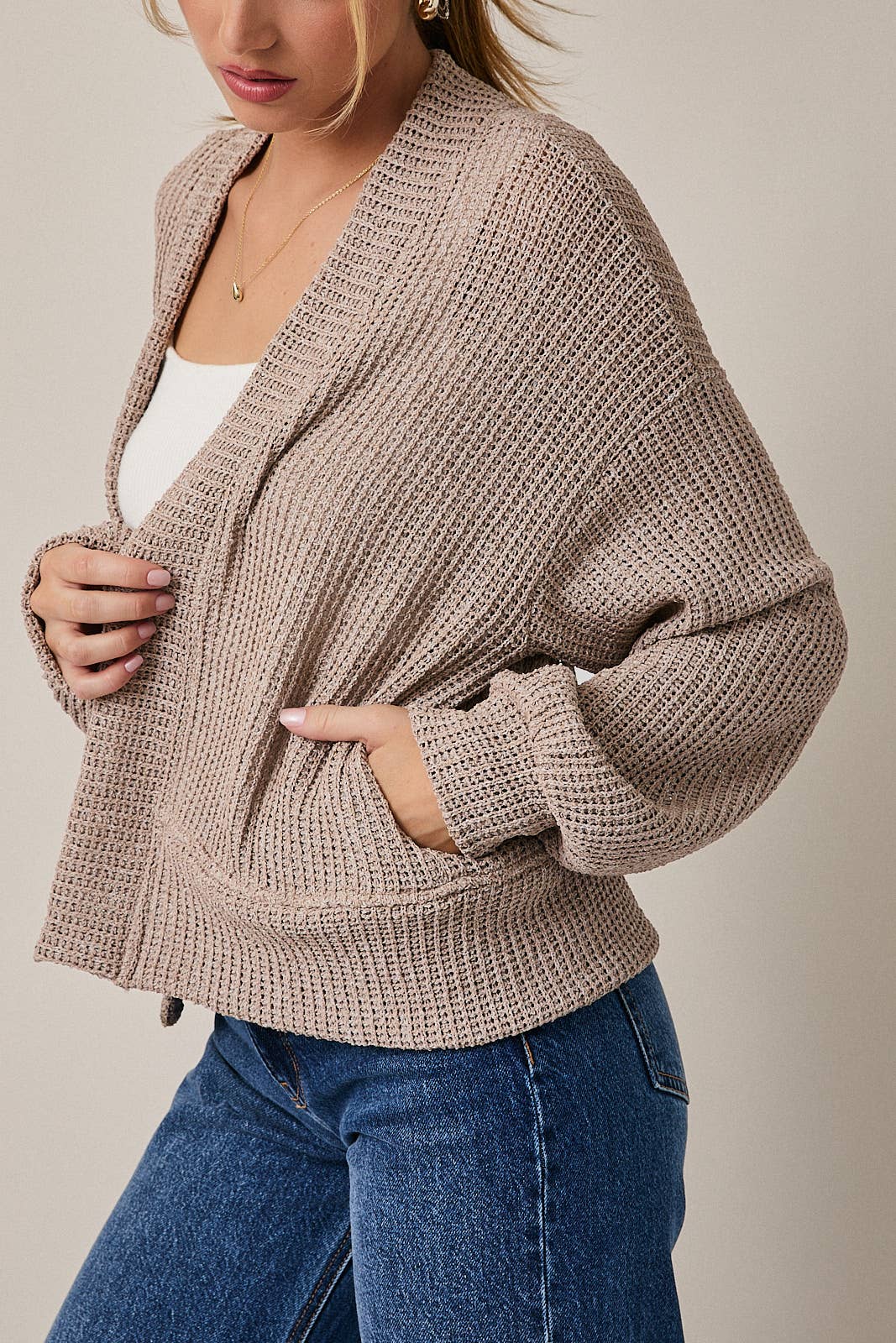 Long Sleeve Cropped Cardigan – Oatmeal