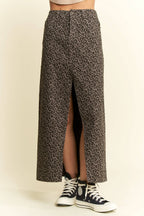 Leo Print Slit Skirt