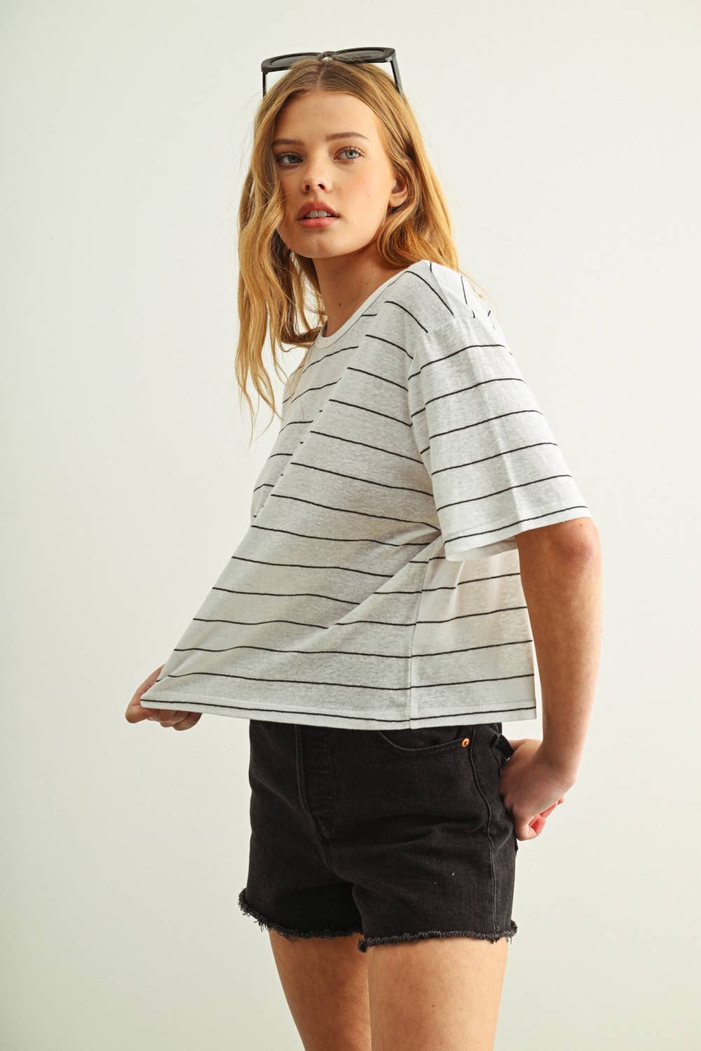 Stripe Cotton Linen Top
