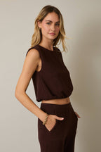 Round Neck Sleeveless Bubble Hem Top - Relaxed Tank
