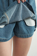 DENIM SMOCKED WAISTBAND SKORTS