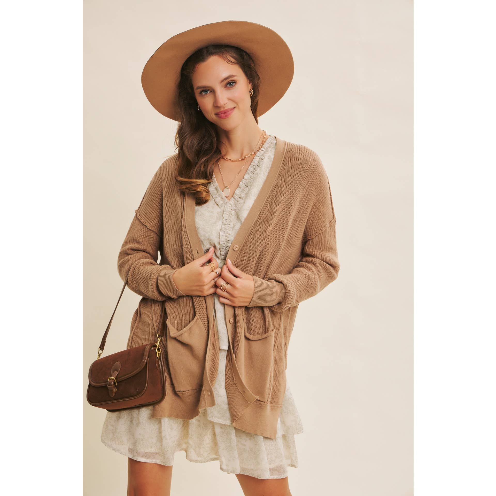 SLOUCHY BUTTON-DOWN CARDIGAN