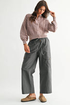 Wide-Leg Cargo Utility Trousers