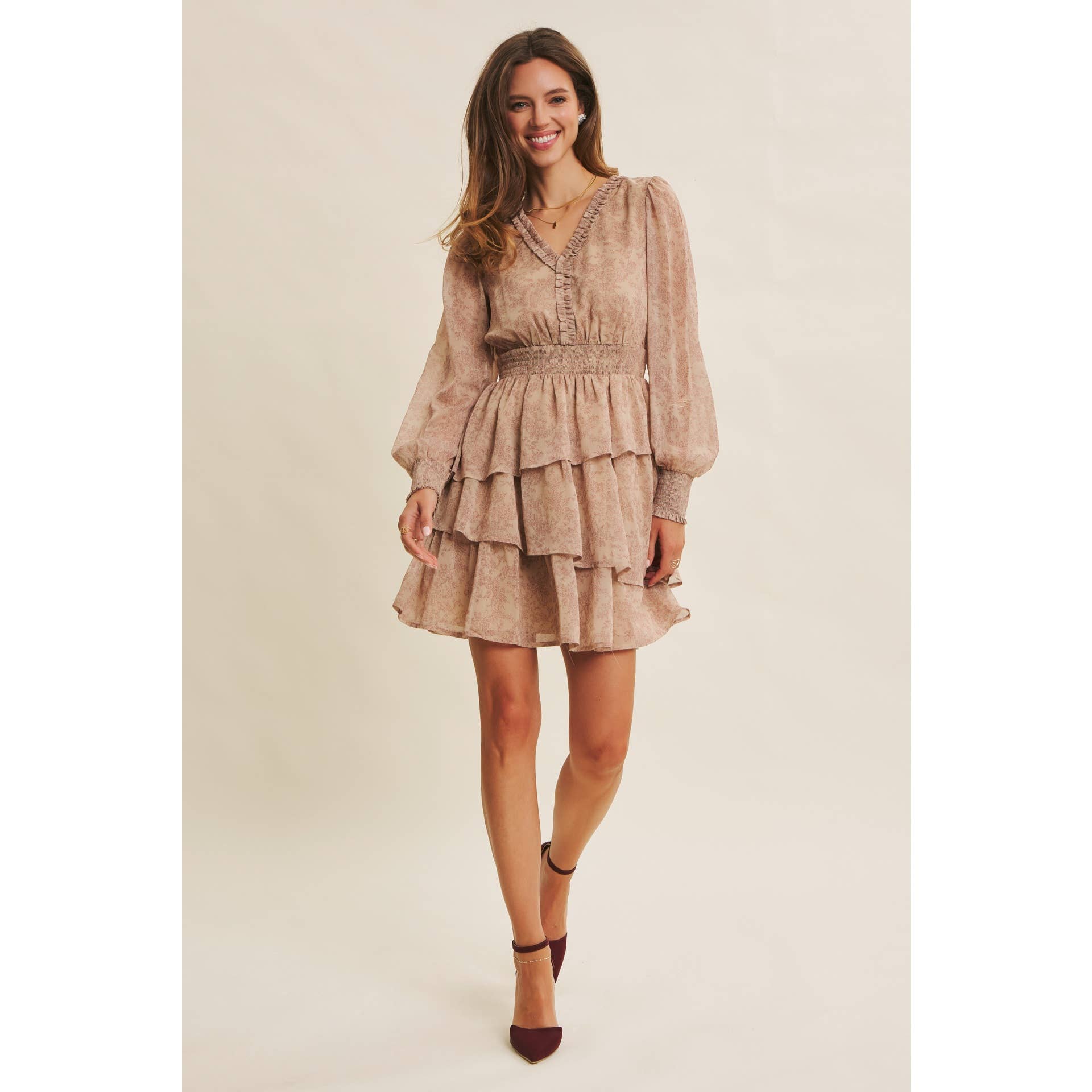 ROMANTIC IN EVERY WAY FLORAL TIERED RUFFLE MINI DRESS